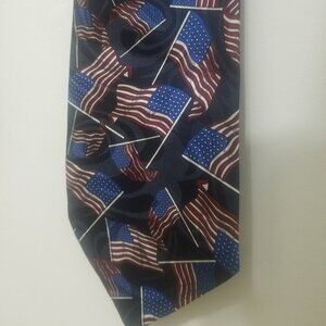 NWOT Steven Harris blue swirls with US Flags tie